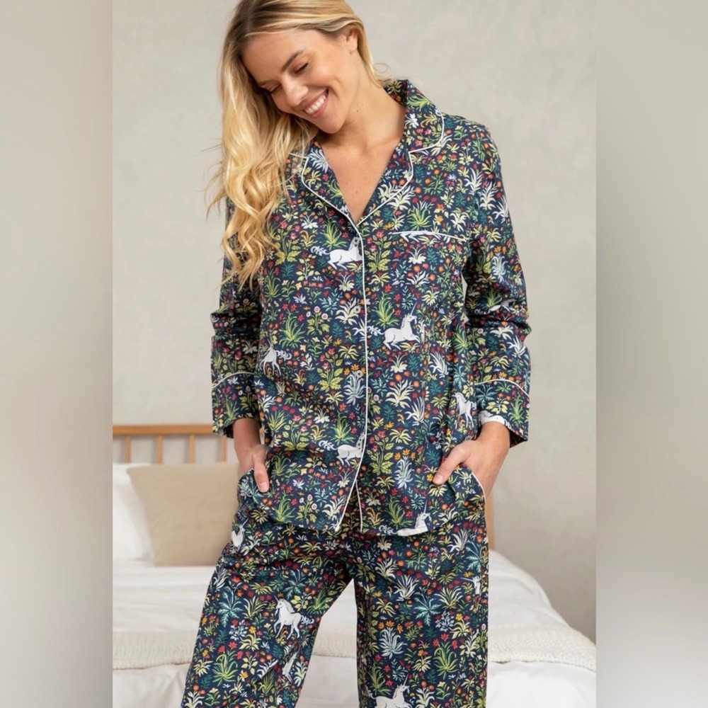 Printfresh Unicorn Garden Long-Sleeve Pajama Set Organic cotton black L classic